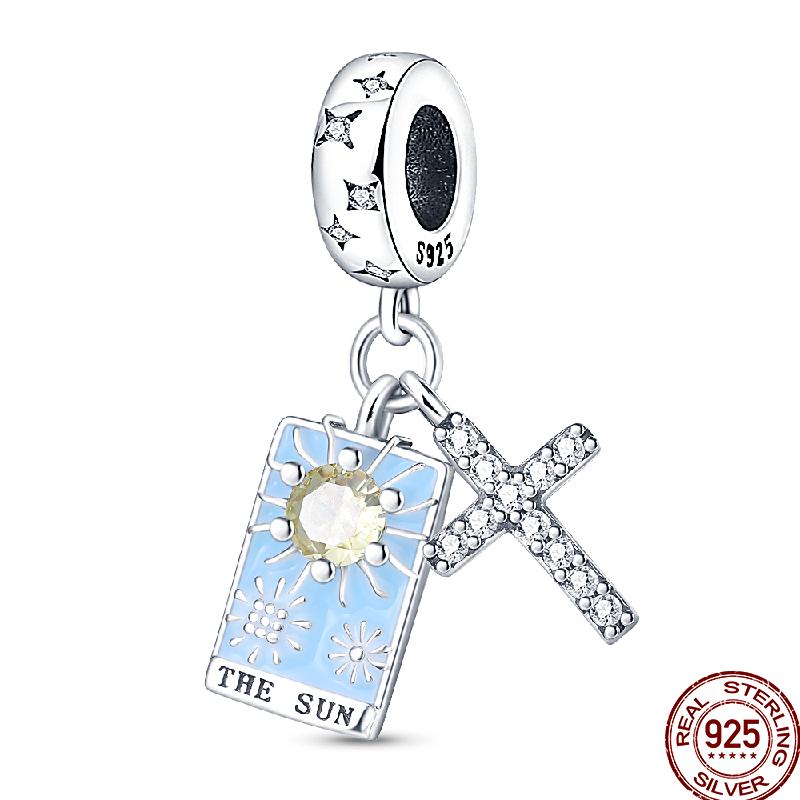 Copper Cross Bible Dove Holy Blessing Demon Eye Shiny Charm Bead Fit Pan Original Bracelet Diy Exquisite