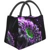 Портативная термосумка для ланча Абстрактные фиолетовые цветы Водонепроницаемая сумка-тоут Сумка для бенто для офиса, школы, походов, пляжа, пикника, рыбалки