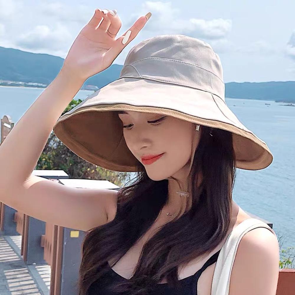 Broad-edged Women Sun Hat Versatile Bucket Hat Practical Women Sun Cap Vacation