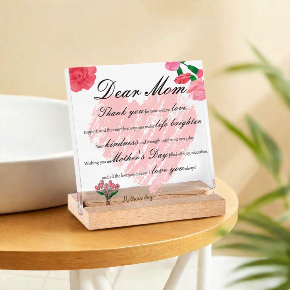Waterproof Mother's Day Desktop Sign Romantic Love Flowers Ornament Mom Tabletop Sign  Studio Desk