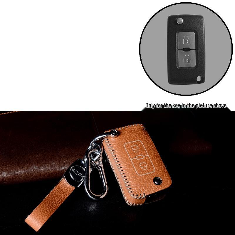 Кейс для ключей Mitsubishi: Кожаный чехол на кнопке для GAC Outlander, Eclipse Cross, ASX, Lancer и Pajero Sport