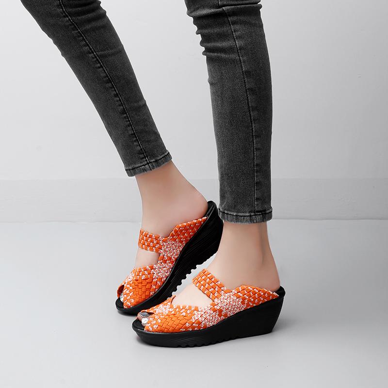 Женские прогулочные слипоны, ортопедические женские туфли-лодочки на платформе для диабетиков, легкие тапочки на танкетке, женские повседневные тапочки