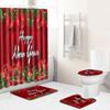 Christmas Waterproof Shower Curtain Four-Piece Floor Mat Combination Bathroom Water-Absorbing Non-Slip Carpet Door Mat Foot Mat
