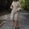 Women Chinese Style Bandage Trench Vintage Coats Spring Loose V-Neck Patchwork Women Trench