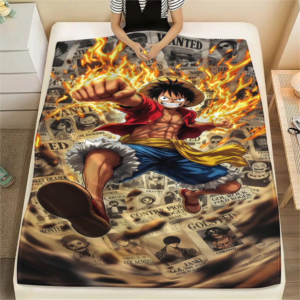 1PC One Piece Monkey D Luffy Patterned Flannel Blanket Suitable For All Seasons For Home Decor Warmth And Comfort Gifts Holiday Present