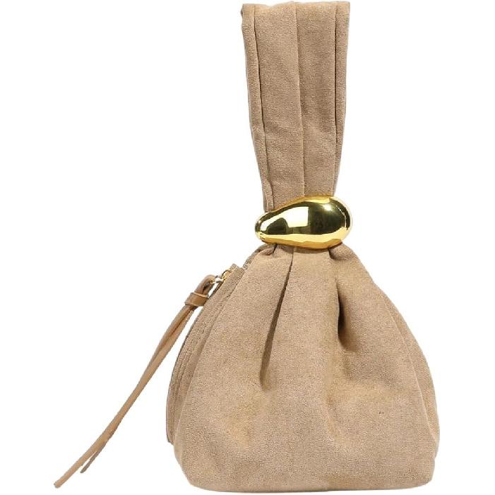 OYOANGLE Women's Mini Leather Bucket Bags Top Handle Purse Metallic Buckle Handbags Bag