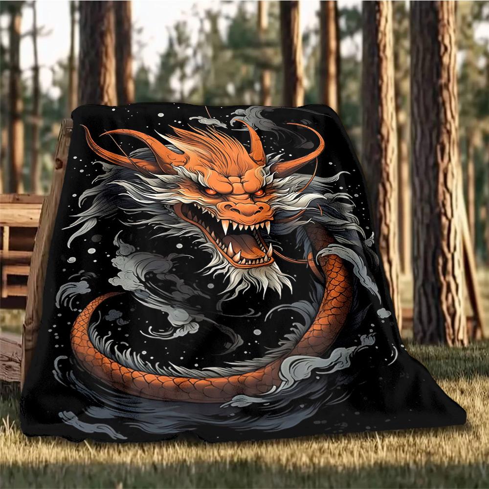 1pc Dragon Artwork Outdoor Blanket, Soft And Comfortable Blanket, Casual Warm Outdoor Blanket, Good Birthday Gift yy251201158