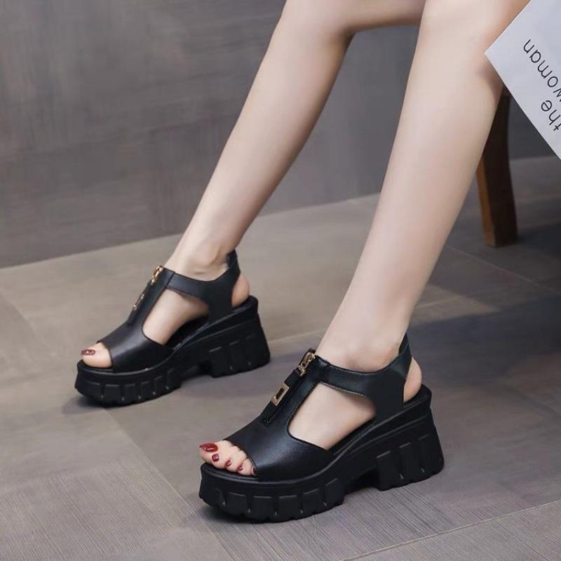 Модные сандалии для женщин Sabot Platform Black Tailboard Stripper Roman Style Women Shoes Korea F Premium And Low Price Sales H