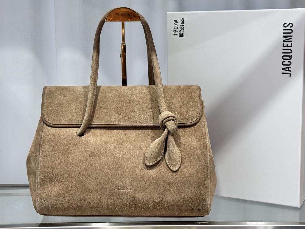 Jacquemus 25 Solid Color Frosted Cowhide Large Capacity Hand-held Single Shoulder Travel Bag Commuting