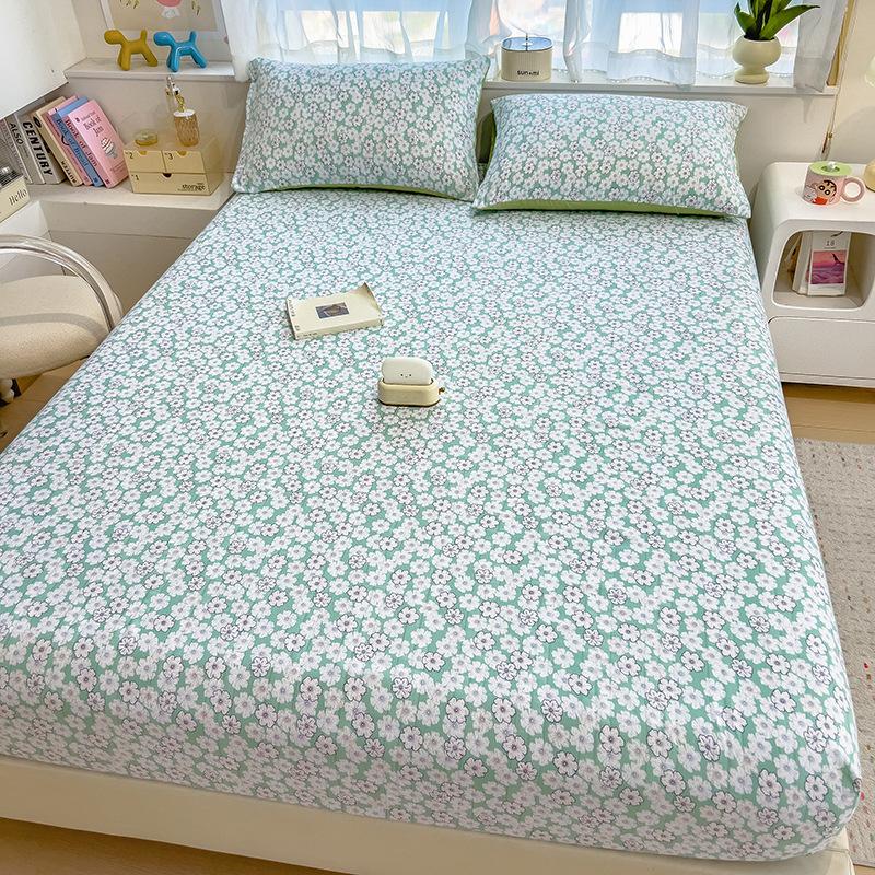 Новый двухслойный марлевый наматрасник-простыня, цельный защитный чехол для матраса, детский, для одноместной кровати в общежитии, всеохватывающая нескользящая простыня