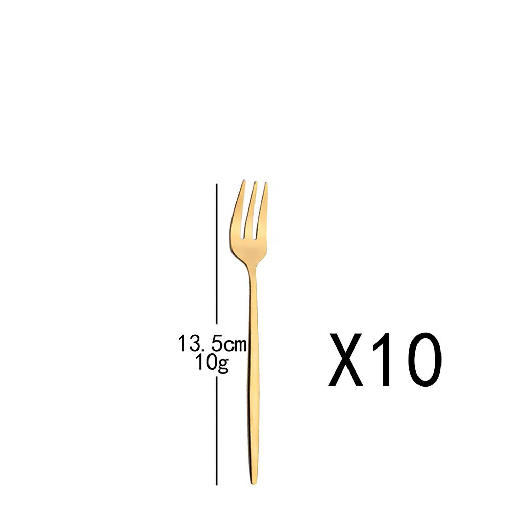 10Pcs Gold Dinnerware Sets Knife Fork Long Handle Spoons Dessert Flatware Mirror Cutlery Stainless Steel Tableware Silverware
