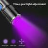 USB Rechargeable 365nm/395nm UV Flashlight 3 Modes Zoomable Ultraviolet Torch Pets Tinea Money Ore Scorpion Detection Lamp