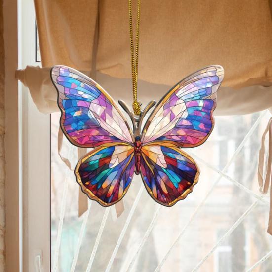 Акриловая красочная бабочка подвесное украшение двухстороннее внутреннее наружное рождественская елка настенное окно