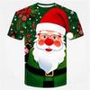 3D bosma Santa Klaus naqshli futbolka, erkaklar va ayollar uchun qisqa yengli katta oʻlchamli futbolka top, bolalar uchun Rojdestvok muborak futbolka kiyimi