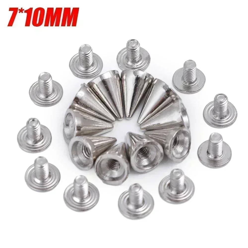 10/14/20MM Серебряные заклепки Круглые конические шипы DIY Панк Конические гвоздики Обувь Одежда Двойной колпачок для гвоздей Заклепки Товары для рукоделия