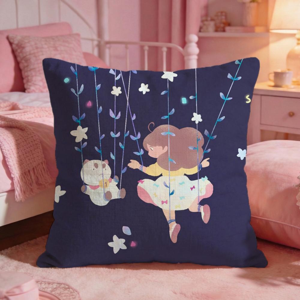 Cartoon BBee And Puppycats Cushion Cover Premium Comfort Reversible Pillow Cove Two in One Design for Any Room Car Interior