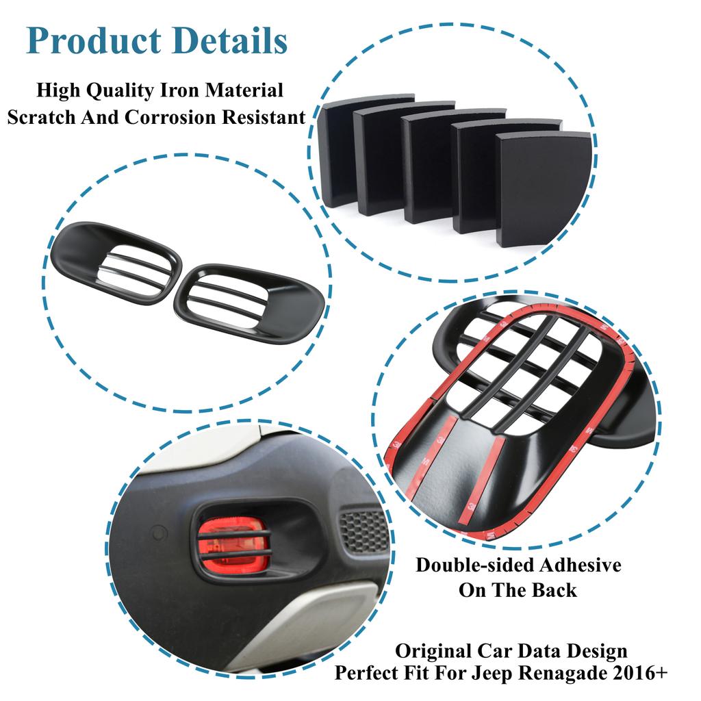 Задняя противотуманная фара автомобиля, декоративная крышка, наклейки для Jeep Renegade 2016-2022, капоты для ламп, защитные внешние аксессуары