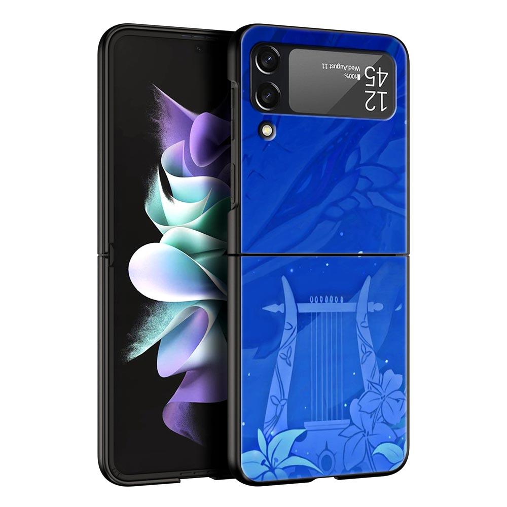 Для Samsung Galaxy Z Flip 3 4 5 Жесткий Черный Складной ПК Чехол для Телефона Логотип Genshin Impact Для Samsung Z Flip3 Чехол Защитная Оболочка