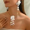2025 New Korean Version Women's Necklace Earrings Jewelry Set Flower Small Fresh Design Collar Earrings Women's Fashion