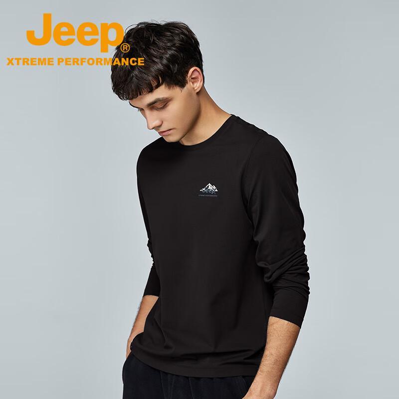 Jeep Мужская повседневная футболка с длинным рукавом и круглым вырезом