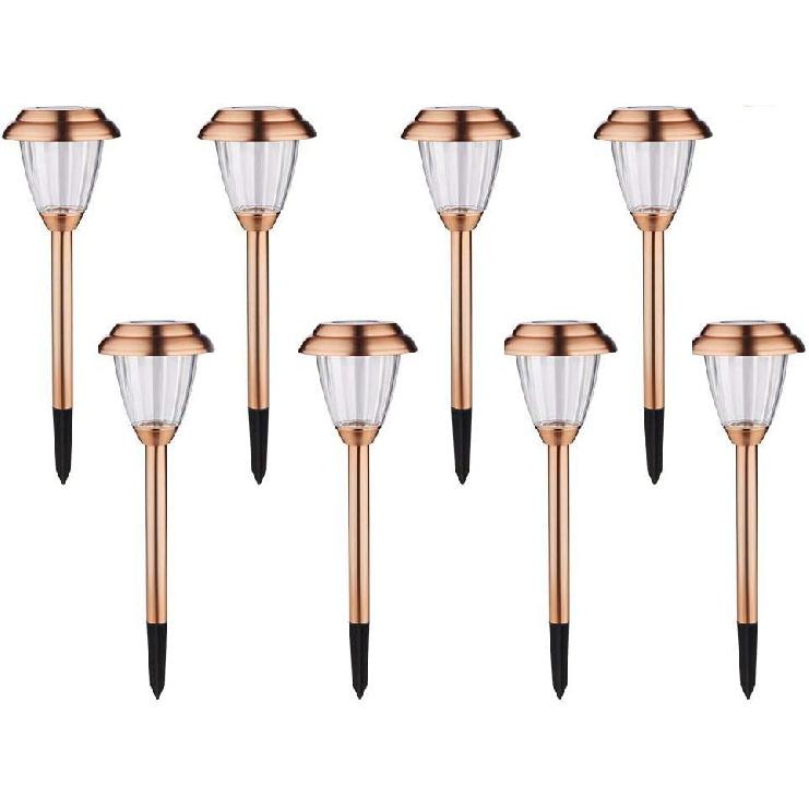 Solar Outdoor Pathway Lights Matt Black Stainless Steel Painted LED Lights for Garden Landscape Path Yard Driveway (black-8pack)