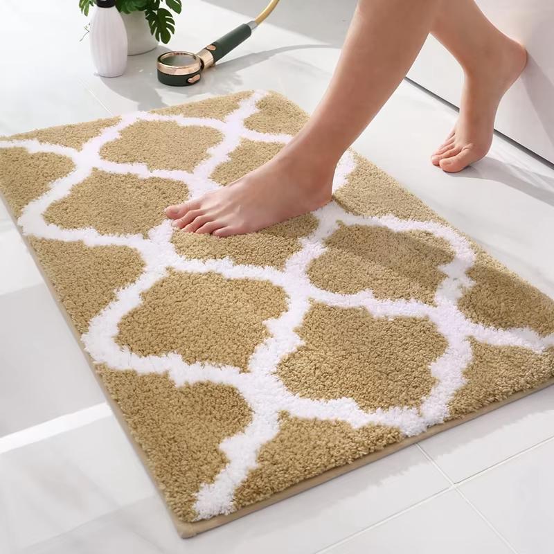 Olanly Shower Pad Non-Slip Bedroom Wash Carpet Absorbent Bath Mat Bathroom Rug Soft Thick Living Room Plush Foot Mat Floor Decor