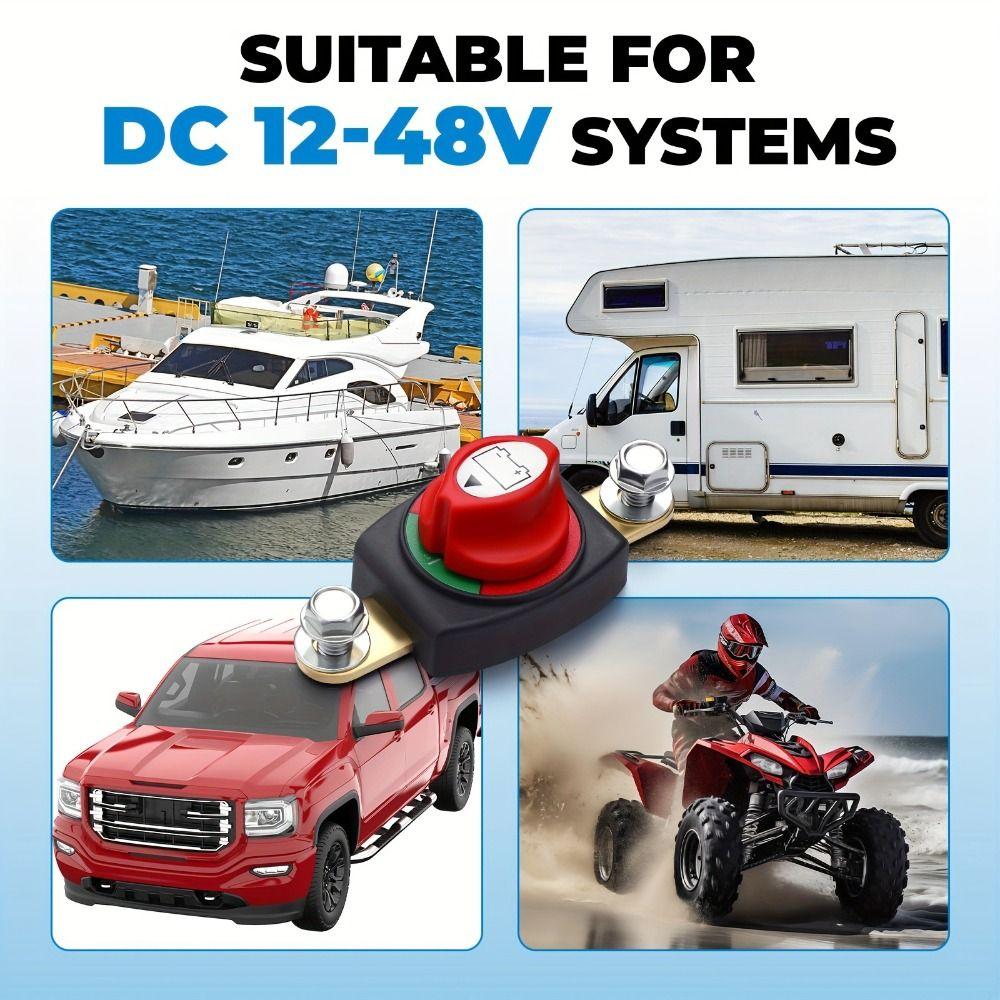 Portable 12-48V Battery Disconnect Switch Brass On/Off Battery Isolator Power Cut Master Isolator For Cars/Rvs/Boats