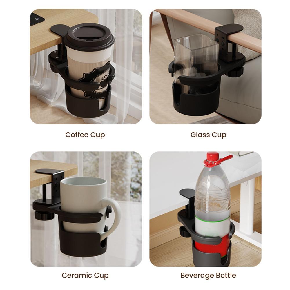Plastic Metal Desk Cup Holder Rotatable Mug Holder Clip On Cup Holder Office Desk Gaming Desk