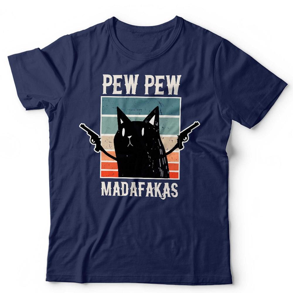 Pew Pew Madafakas Футболка Унисекс Детская НОВАЯ Забавная Любитель Кошек Ретро Винтаж