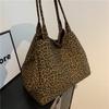 Vintage Leopard Shoulder Bag Women's Canvas Bag Large Capacity Tote Bag