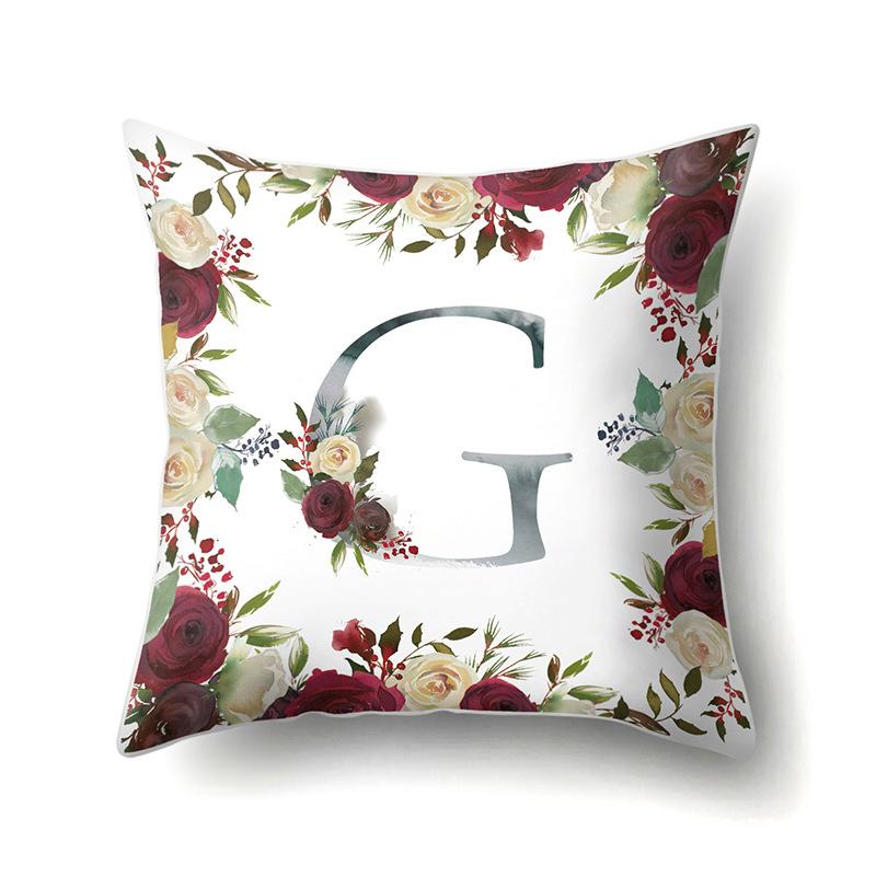 Полиэстеровая наволочка Американский Ретро Цветок Растение 26 Английских Букв Наволочка для Подушки Автомобильная Наволочка