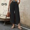 Женские брюки, регулируемые, с эластичной резинкой на талии, повседневные брюки, однотонные, широкие, свободные брюки, повседневная одежда