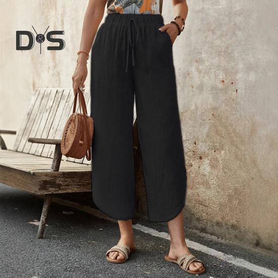 Женские брюки, регулируемые, с эластичной резинкой на талии, повседневные брюки, однотонные, широкие, свободные брюки, повседневная одежда
