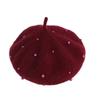 Solid Color Children's Beret Pearl Painter Hat Fashion Baby Wool Hat  Kid