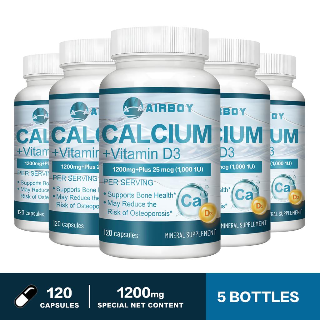 Calcium and Vitamin D3 capsules, calcium and vitamin D3 supplements, supporting adult immune health.