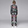 Весна-Осень Модельер с принтом Подиум Брюки Наряды Женская куртка на молнии Пальто и брюки с эластичной резинкой на талии Комплект из двух предметов Тонкий спортивный костюм