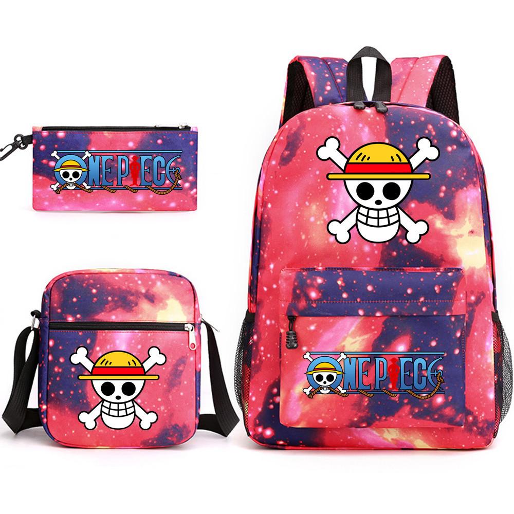 One Piece large-capacity student backpack three-piece set 7531 KTB