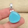 Синий халцедон драгоценный камень стерлингового серебра 925 пробы ручной работы кулон ювелирные изделия красивый подарок для нее