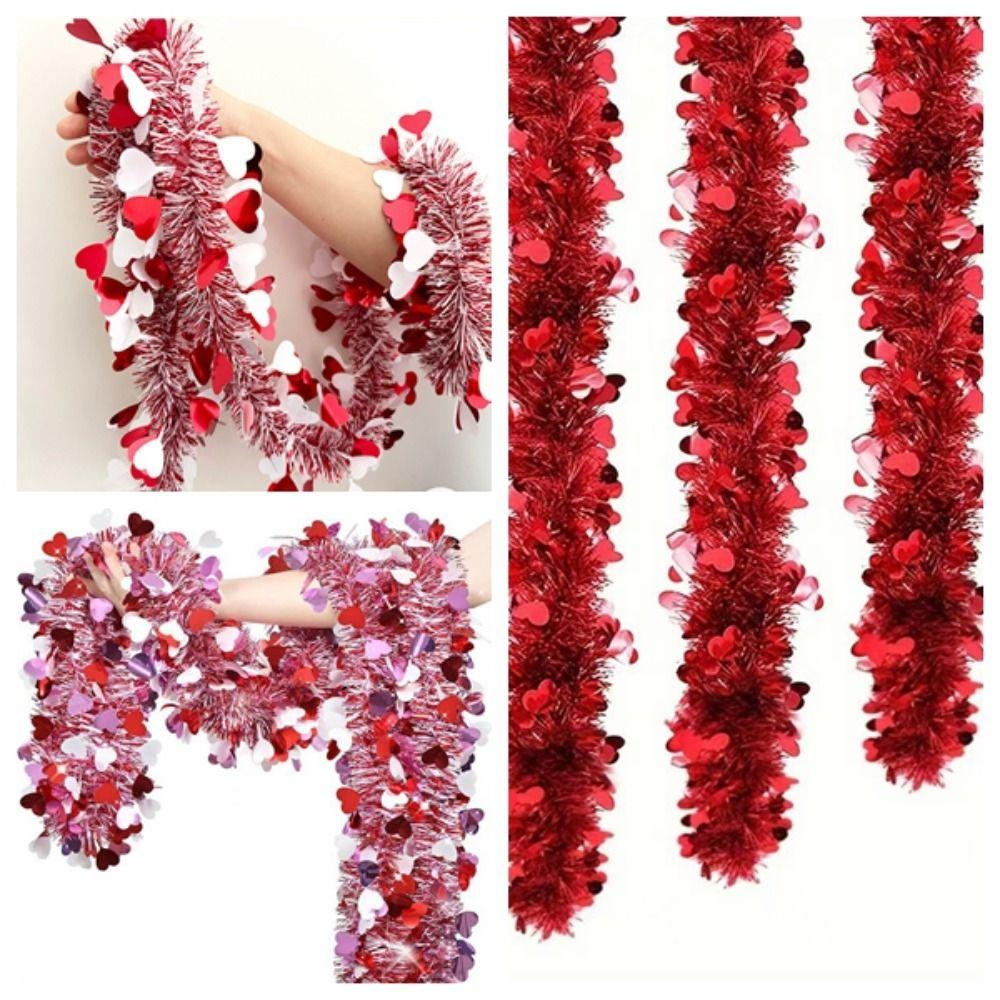 2M Гирлянда из мишуры в форме сердца DIY Гирлянда с пайетками 'Любовь' Гирлянда на День святого Валентина Потолочный декор Декоративная гирлянда Подвесной декор Свадебная годовщина