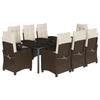 VidaXL Ensemble à Manger de Jardin avec Coussins 9 pcs, Table et Chaises avec Dossier Réglable, Meubles d'Extérieur, 3212781