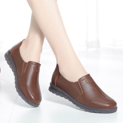 3 см удобные туфли из мягкой кожи с глубоким носком женские мокасины весна 2025 плоская платформа обувь для мам рабочая обувь мягкая подошва