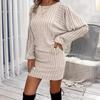 Women's Casual & Fashionable Round Neck Long Sleeved Dress Knitted Pullover Round Neck Long Sleeved Dress