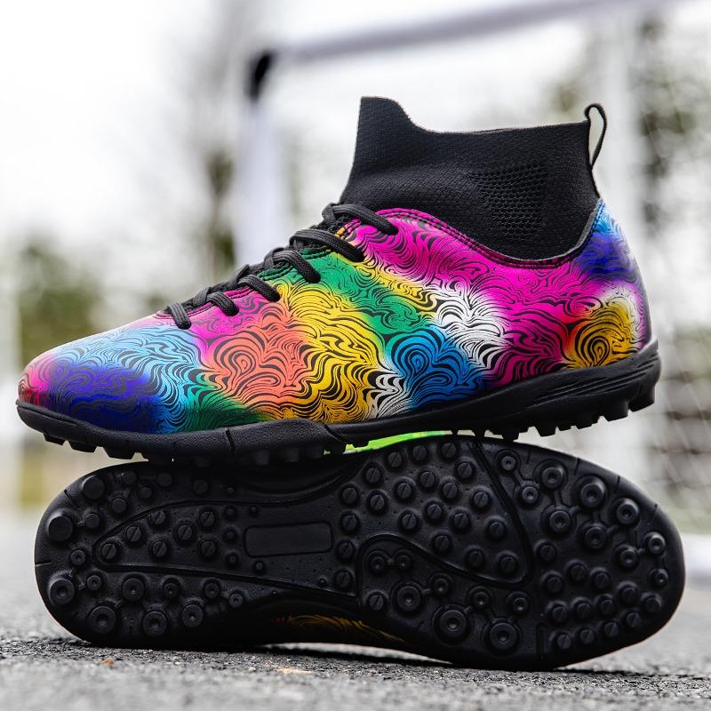 35-46 мужские/женские высокие эластичные носки футбольные бутсы резиновая мягкая подошва с короткими ногтями искусственный газон кожа молодежные детские футбольные бутсы