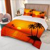 Тропический пляжный постельный набор с принтом пальм и заката, пододеяльник из полиэстера, машинная стирка, для Рождества, Дня святого Валентина