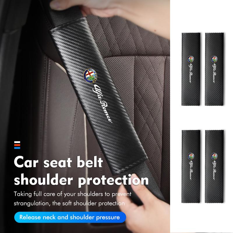 2026 Hot Alfa Romeo Car Seatbelt Shoulder Protector G Cover Carbon Fiber Safety Belt For Alfa Romeo 159 Giulietta 156 147 Giulia M