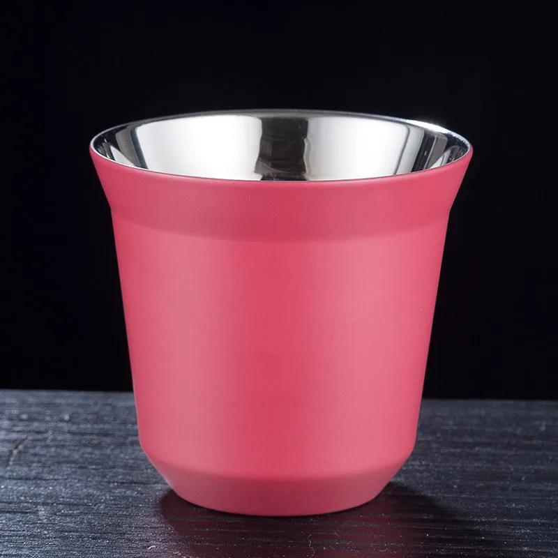 80 мл набор чашек для эспрессо из нержавеющей стали с двойными стенками 304 из нержавеющей стали маленькая кофейная чашка капсула молочная кружка с двойными стенками изолированная