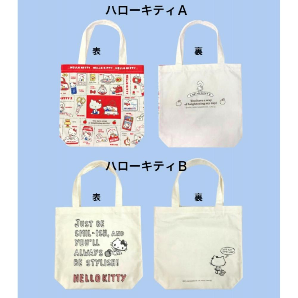 Сумка-тоут Sanrio из хлопкового полотна с ластовицей, большой вместимости, с рисунком сзади и спереди, с милым персонажем Hello Kitty A