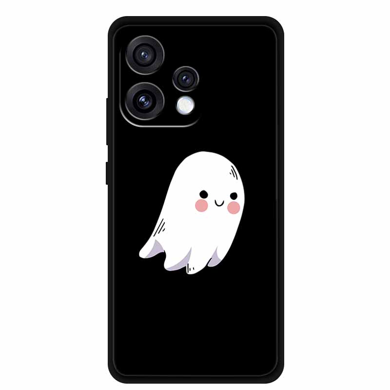 Чехол для Oppo Reno15 5G Цветочный Черный Силиконовый Мягкий Защитный Задний Чехол для Oppo Reno 15C 2025 Чехол для Телефона Coque Мультяшные Ракушки