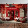 2D Red French Café Background for Travel Photoshoot