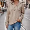 Women's Fashion Casual Spring Fall Solid Color Print Long Sleeve Pullovers & Long Sleeves